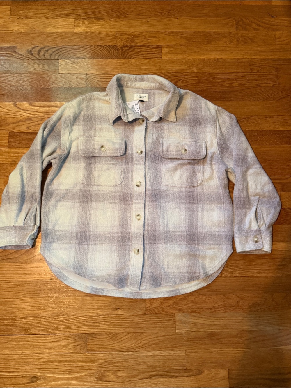 American Eagle Outfitters Cream and Light Lavender Sherpa Shacket